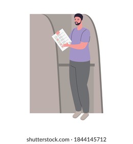 man in voting booth with paper design, President election government and campaign theme Vector illustration