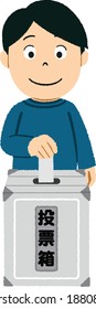 Man voting in election day, text mean Ballot box.