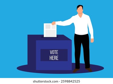 Man Voting Flat Style. People and social activities, elections and politics vector art