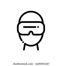 Man with VR headset Icon. Simple Vector line icon. EPS 10