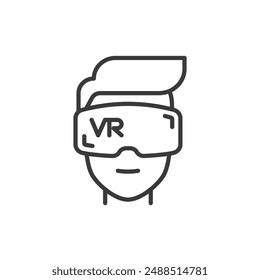 Man with Vr line icon vector images