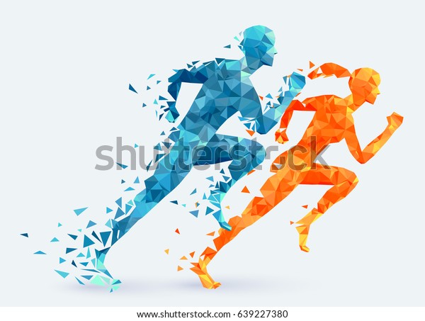 Man vs woman. Runners vector illustration.\
Feminism concept