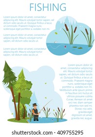 man in waders fish in the pond. vector