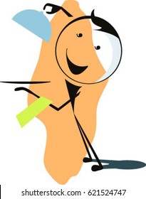 man waiter with tray and towel in a good mood with a smile on white background. vector