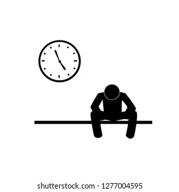 man waiting at 17.00 o'clock, vector illustration.