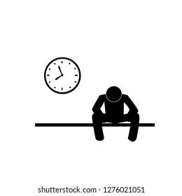 man waiting at  8.00 o'clock, vector illustration.