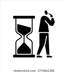 a man waiting glyph icon. waiting and thinking illustration.