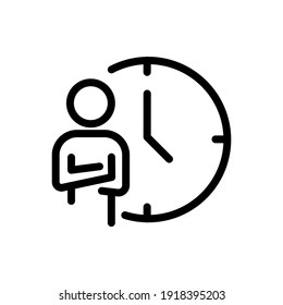 Man waiting icon. Clock sign outline vector illustration