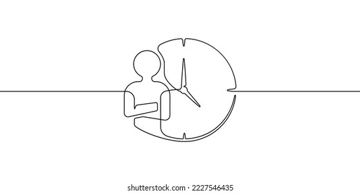 Man waiting icon. Continuous line icon. Clock sign outline vector illustration