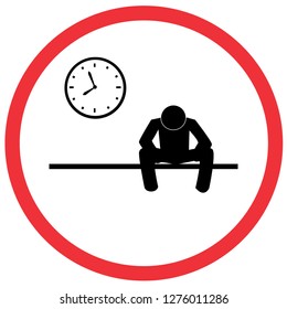 man waiting in morning time , caution road symbol sign and traffic symbol design concept, vector illustration. 