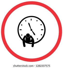 man waiting in office close time , caution road symbol sign and traffic symbol design concept, vector illustration. 