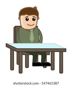 Man Waiting on Reception - Business Cartoon Character Vector