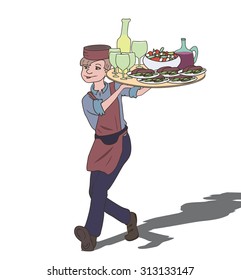 A man waiting on tables