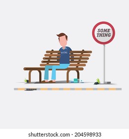 man are waiting for something - vector illustration