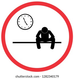 man waiting for work finish time. caution road symbol sign and traffic symbol design concept, vector illustration. 