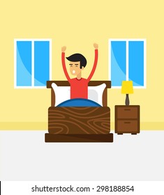 Man wake up , vector illustration