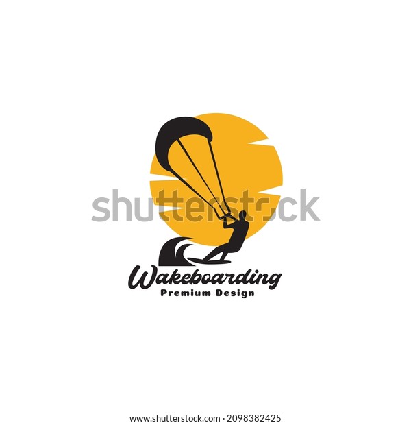 man wakeboard with sunset logo\
symbol icon vector graphic design illustration idea\
creative