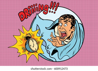 Man wakes up alarm clock