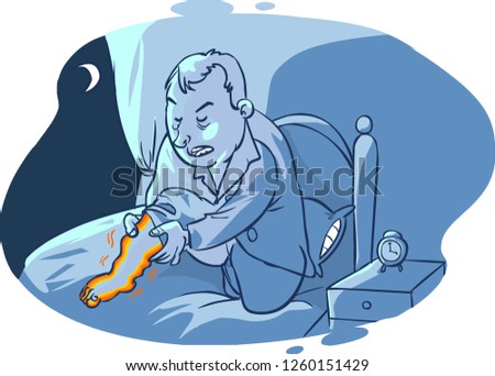A man wakes and struggles with Restless Leg Syndrome.