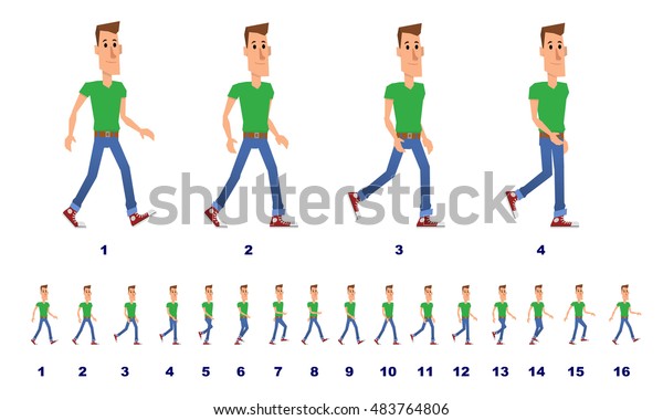 Man Walk Cycle Animation Stock Vector (Royalty Free) 483764806