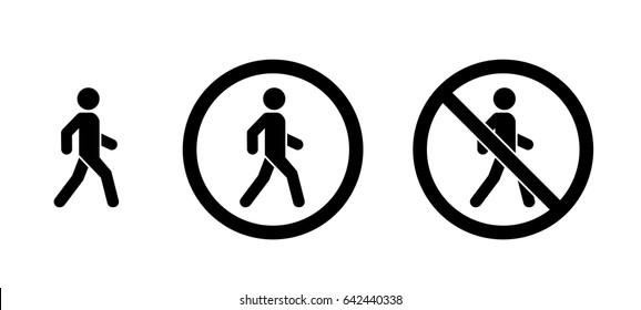 Man walk and don't walk icon set . People back-white symbol. Vector illustration