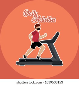Man walk exercise with mask coronavirus protection logo - Vector