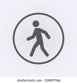 Man walk icon in circle . Vector illustration