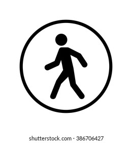 Man walk icon in circle . Vector illustration