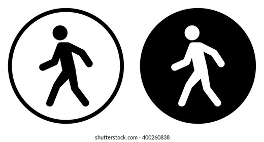 Man walk icon in circle . Vector illustration
