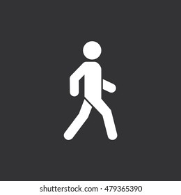 Man walk icon. Dark  background. Outline Vector illustration