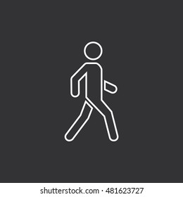 Man walk icon. Dark  background. Outline Vector illustration