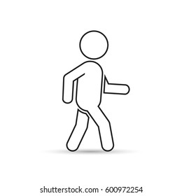 Man Walk Icon Outline. Vector Illustration Of Human Side View.