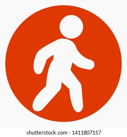 Man walk icon in red circle. isolated minimal single flat linear icon for application and info-graphic. Commercial line vector icon for websites and mobile minimalistic flat design.