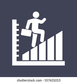 man walk on graph. icon.