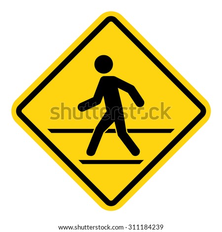 Man walk , road sign