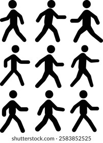 Man walk and run icon set. People symbol. Person 
 walking and running illustration. Run, walk. Vector illustration