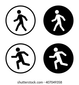 Man walk and run icon set in circle . People icon . Vector illustarion