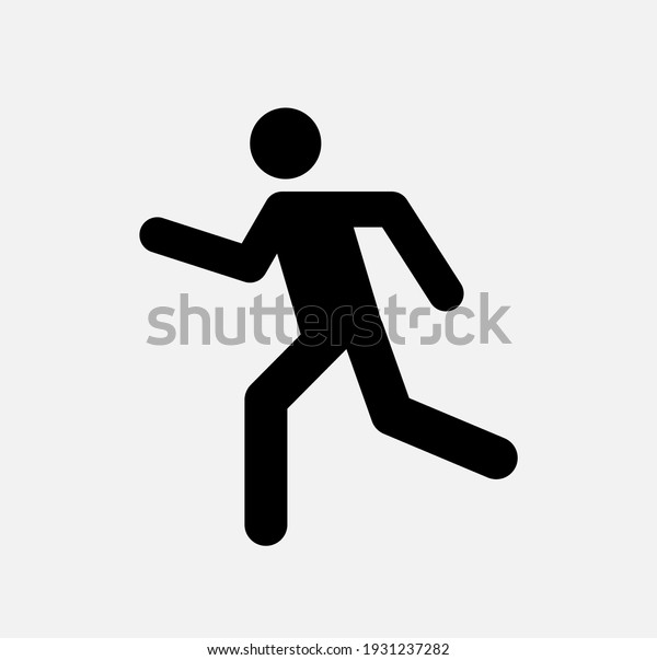 Man walk and run pictogram\
icon. Man pedestrian sign people and road traffic vector\
silhouette