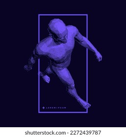 Man walk in same direction from above. One person walking on the road. The only limitations man has are the ones he sets for himself. Template for design, website or presentation. 3D illustration. 