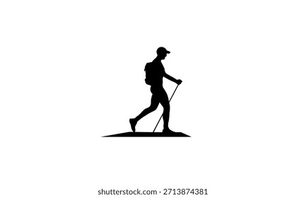 El hombre camina con el palo, el hombre camina