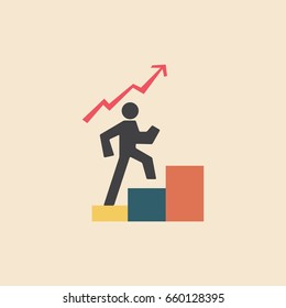   man walk upstairs flat design illustration.