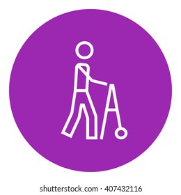 Mann mit Walker-Linie Symbol.