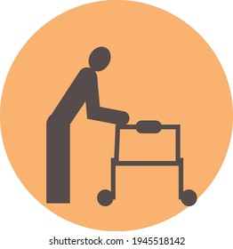 man with walker silhouette icon of Handicapped disability