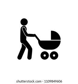 man walking a baby stroller icon