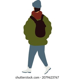 Man walking back view vector icon isolated