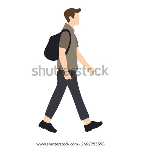 Man Walking with Backpack Illustration