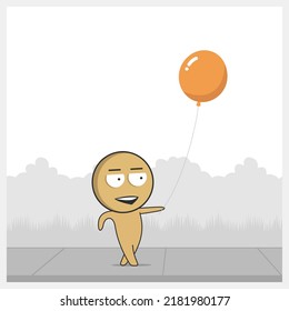 Man walking with a balloon