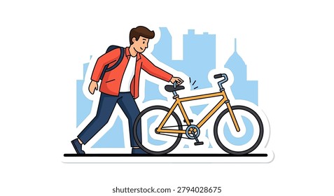 A man walking with a bicycle