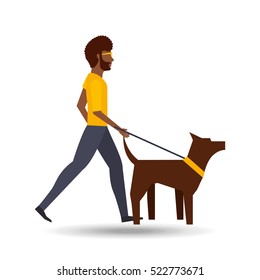 man walking a brown dog vector illustration eps 10