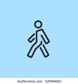 Man walking by foot icon. Pedestrian pictogram. For maps, signs, schemes, navigation city-oriented applications and infographics.